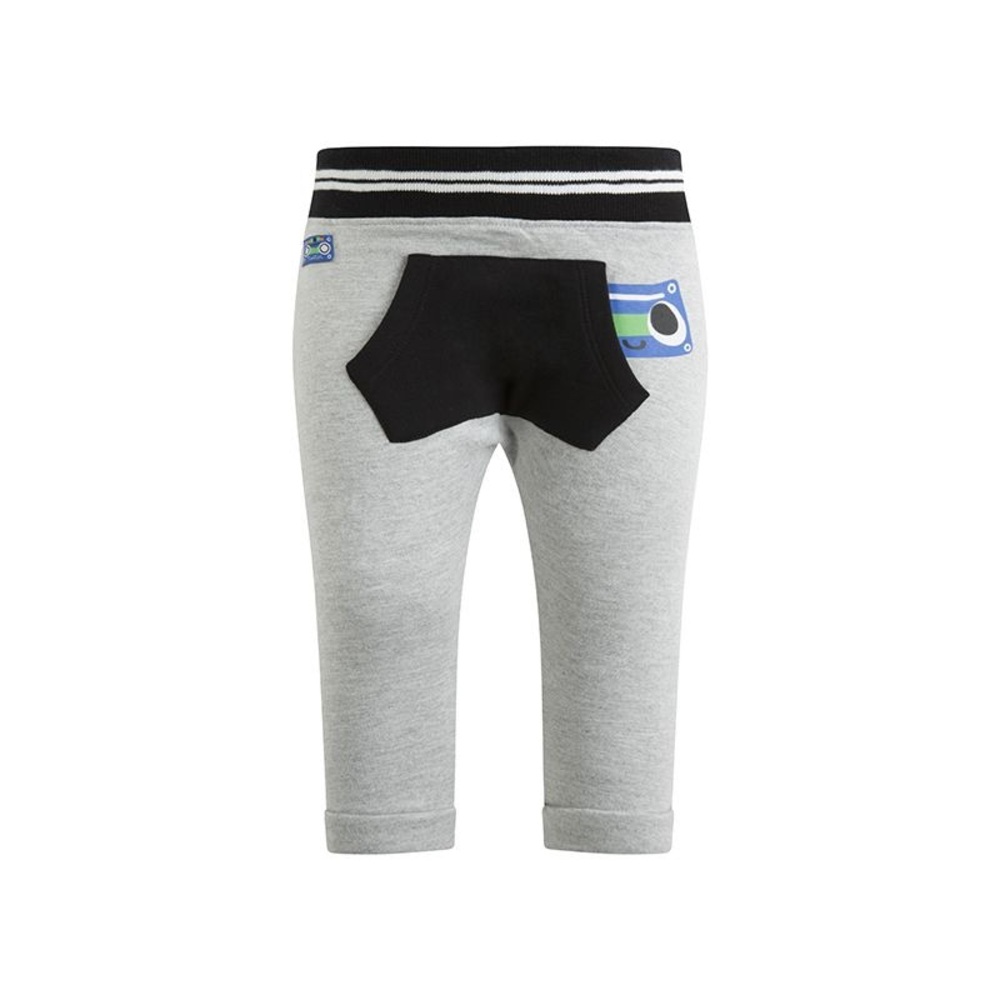 Gray Kids Fleece Bottoms with Black Pocket